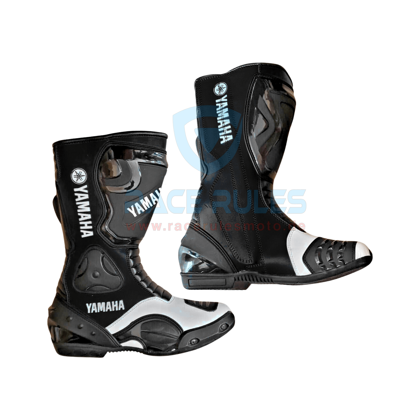 Yamaha Racing Leather Motorcycle Boots White/Black