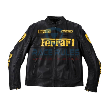 Ferrari Black Leather Racing Jacket - Premium Edition