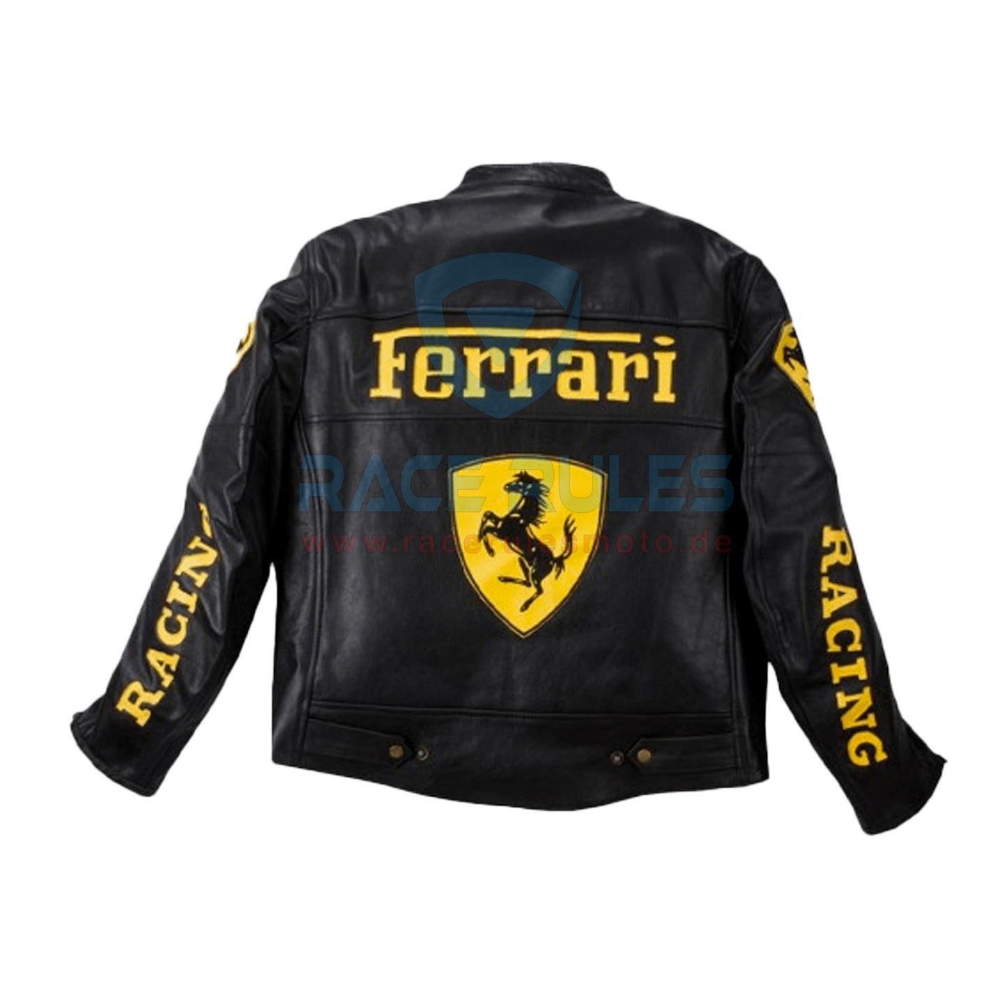 Ferrari Black Leather Racing Jacket - Premium Edition