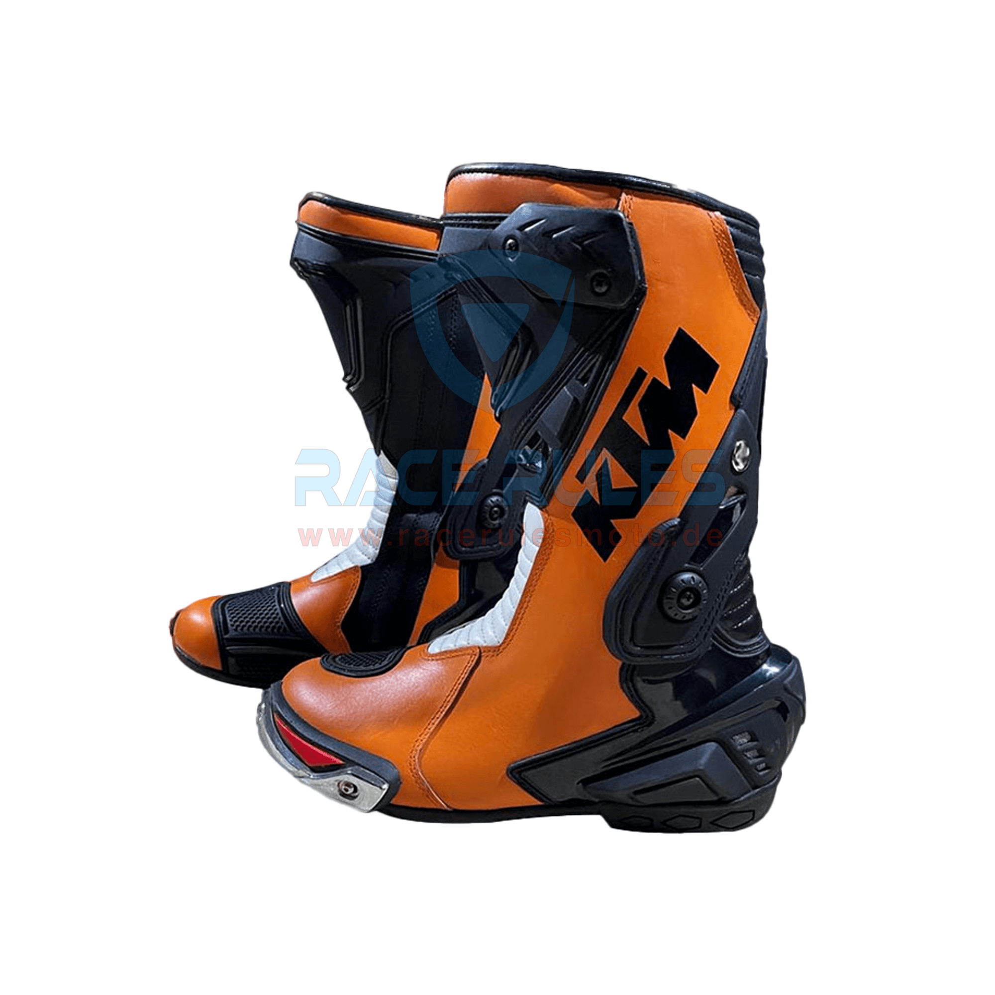 New Men's Piloti Moto 800 Motorcycle Leather Boots Shoes Size 7-15  Black/Orange