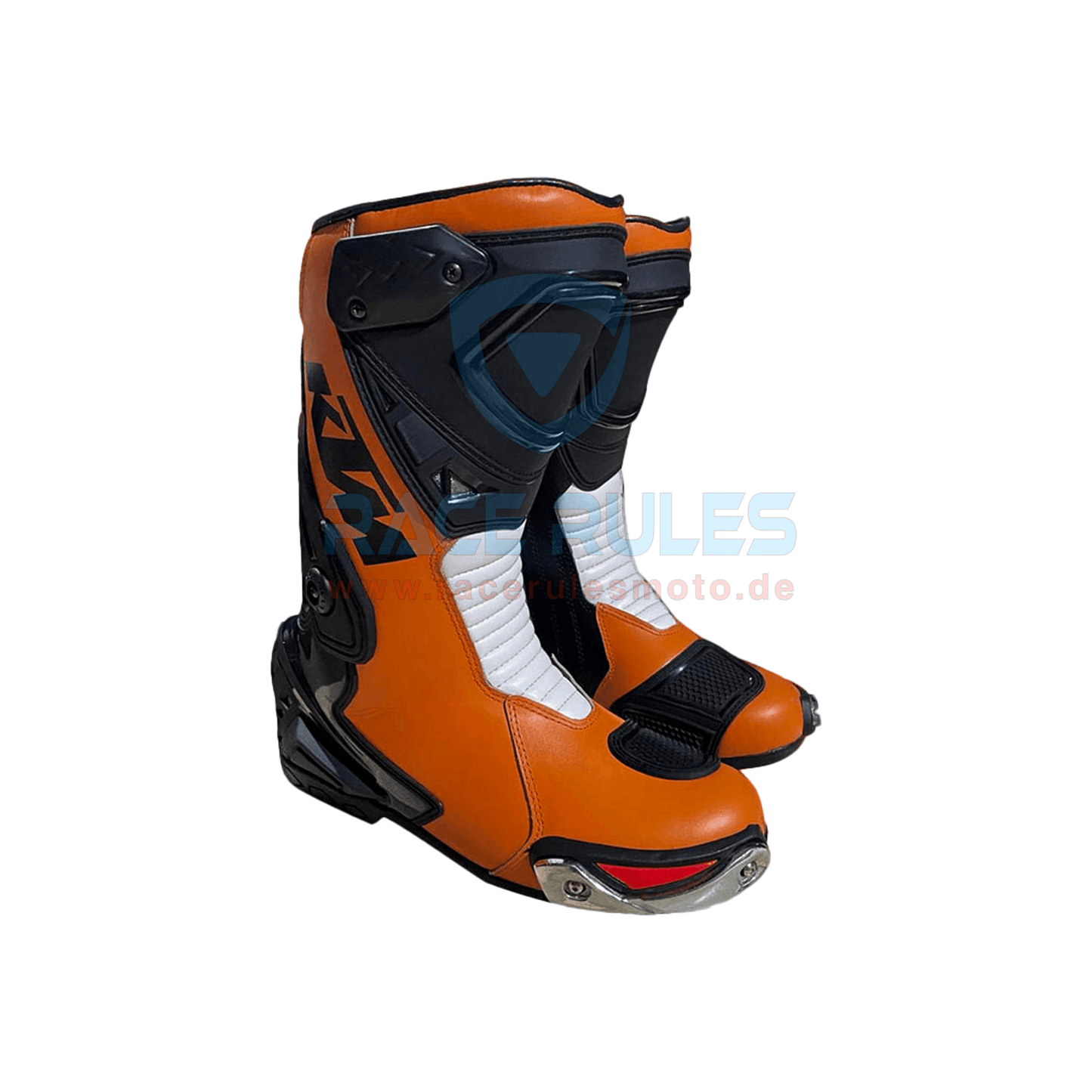 KTM Leather Motorcycle Boots White Orange