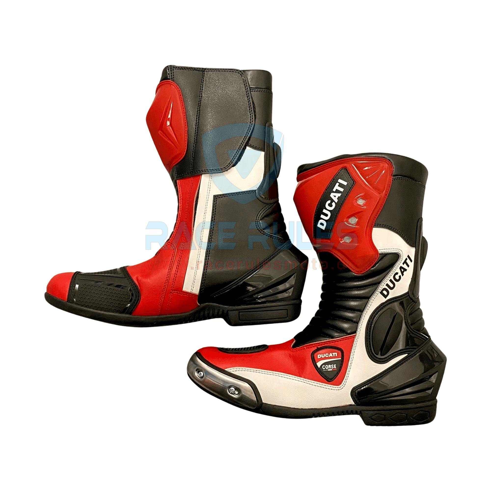 Ducati Corse Leather Motorcycle Boots RACERULES MOTO