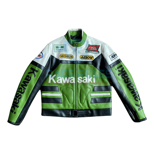 Vintage Kawasaki Real Leather Motorcycle Racing Jacket Unisex Biker Jacket - RACERULES MOTO