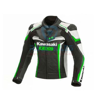 Kawasaki Ninja Motorcycle Leather Jacket With Complete Safety Protection - RACERULES MOTO