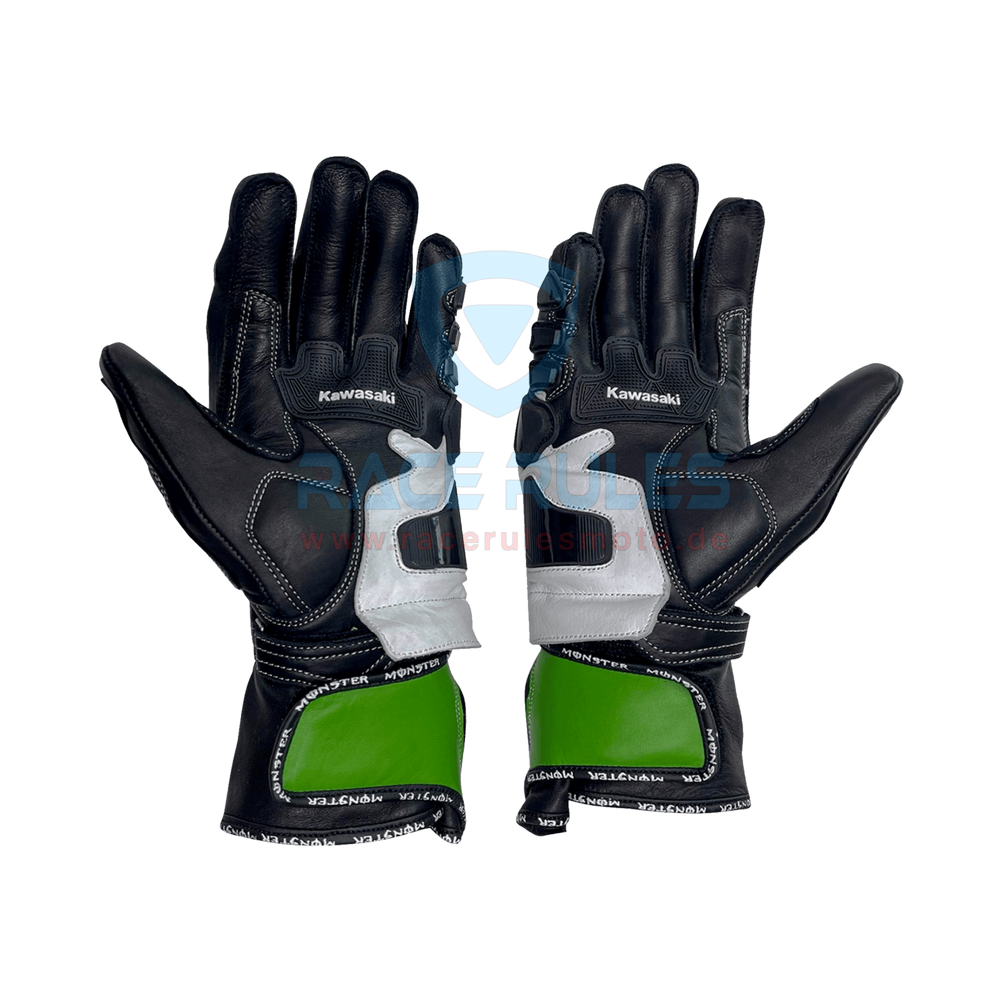 Kawasaki Ninja MotoGP Motorcycle Leather Racing Gloves Men Women - RACERULES MOTO