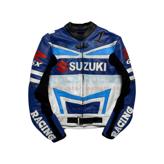 Vintage Suzuki Real Leather Motorcycle Racing Jacket Unisex Biker Jacket - RACERULES MOTO