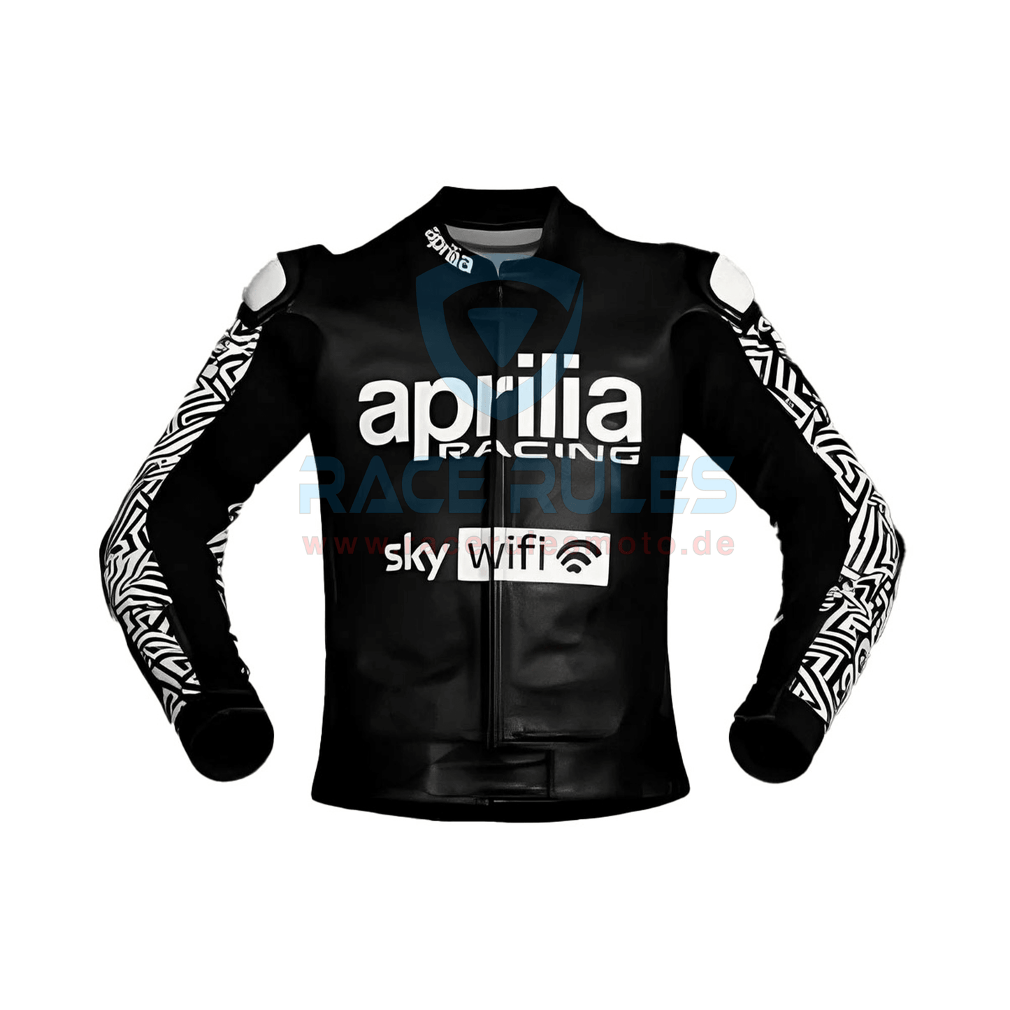 Aleix Espargaro Black And White Motorcycle Racing Jacket Aprilia WT 2022 - RACERULES MOTO