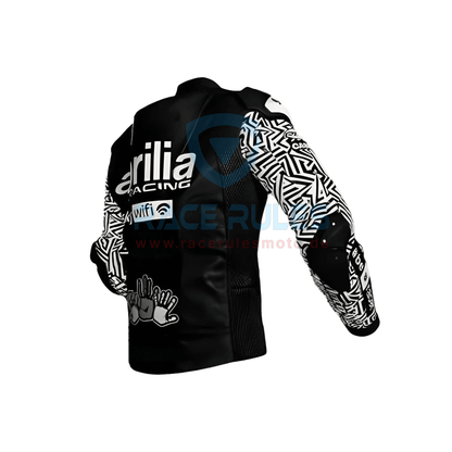 Aleix Espargaro Black And White Motorcycle Racing Jacket Aprilia WT 2022 - RACERULES MOTO