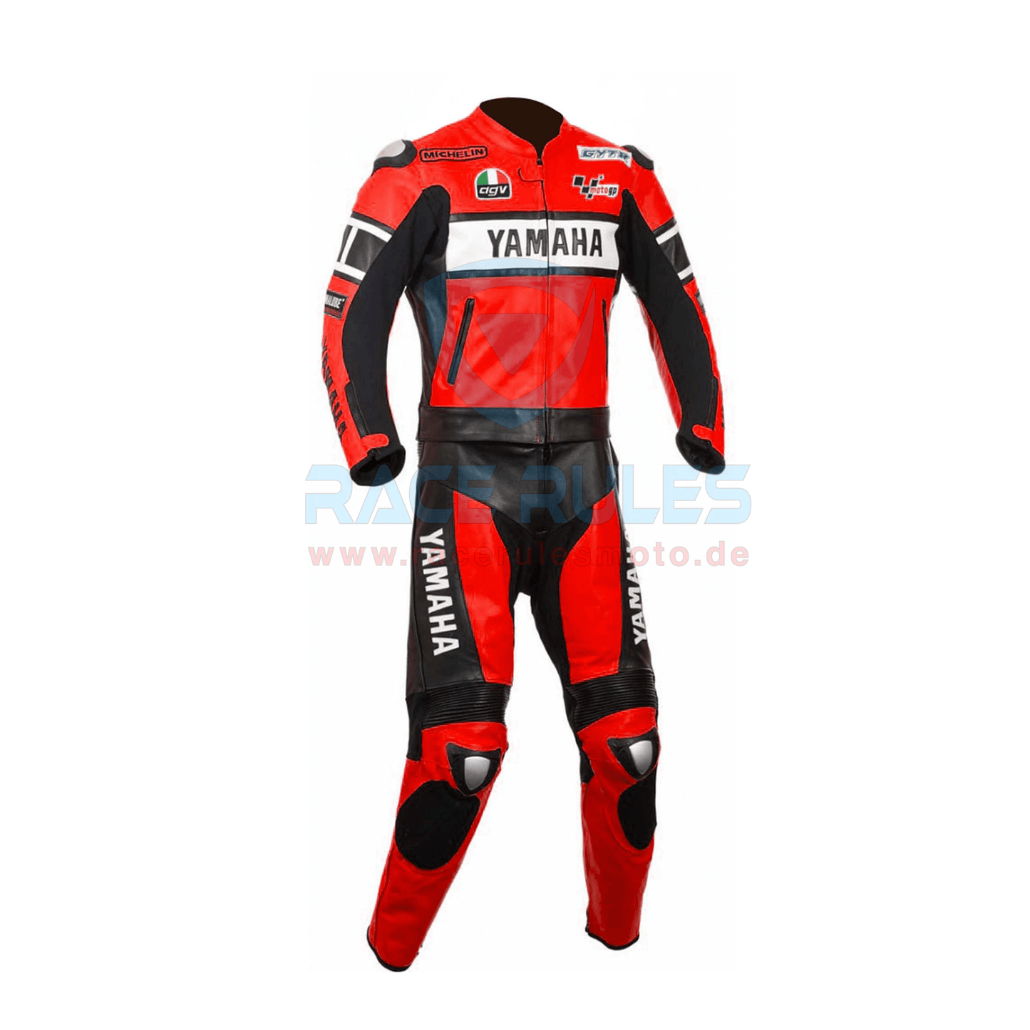 Yamaha Red Leather Motorbike Suit for Men & Women - RACERULES MOTO