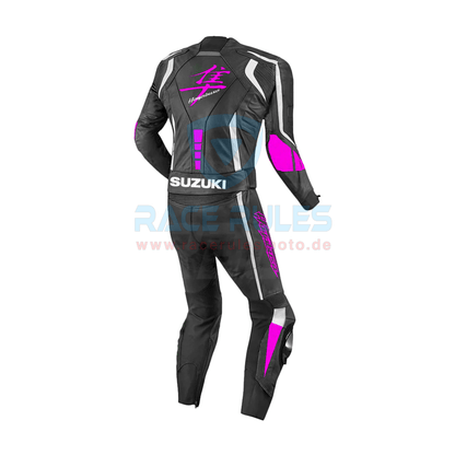 Suzuki Hayabusa Pink Leather Motorbike Racing Suit for Men & Women - RACERULES MOTO