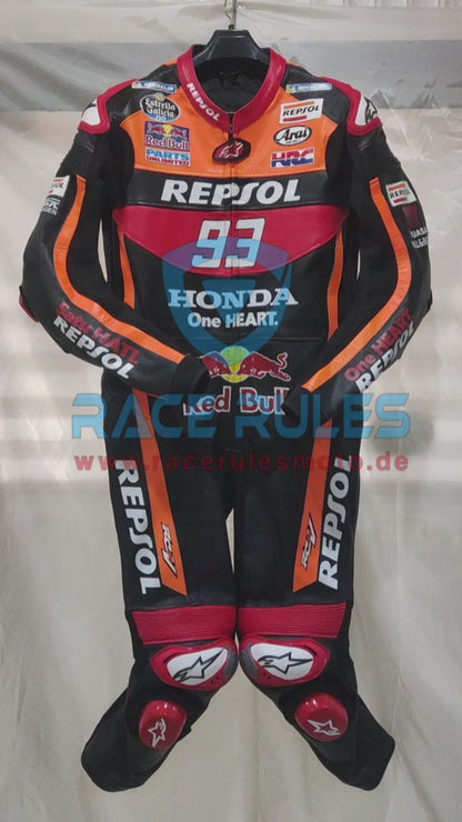 Honda Repsol Marc Marquez Black Motorcycle Leather Suit MotoGP Suit Men Women