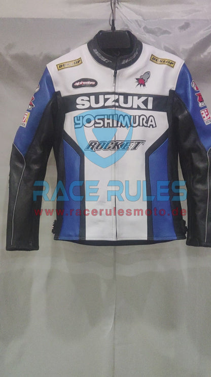 Suzuki Leder-Motorradjacke, Offroad-F1-Ästhetische Rennjacke