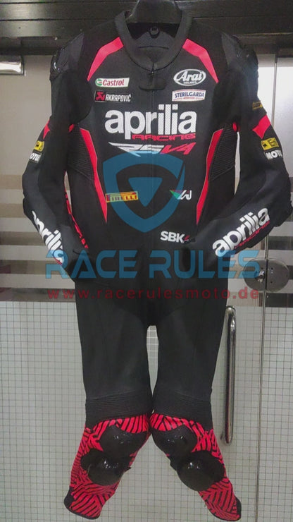 Aprilia MotoGP Leather Motorbike Suit Gear for Men & Women | Ideal Gift for Bikers